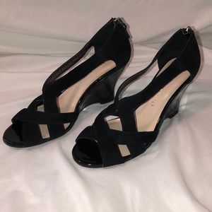 Franco Sarto Black Suede Heels
